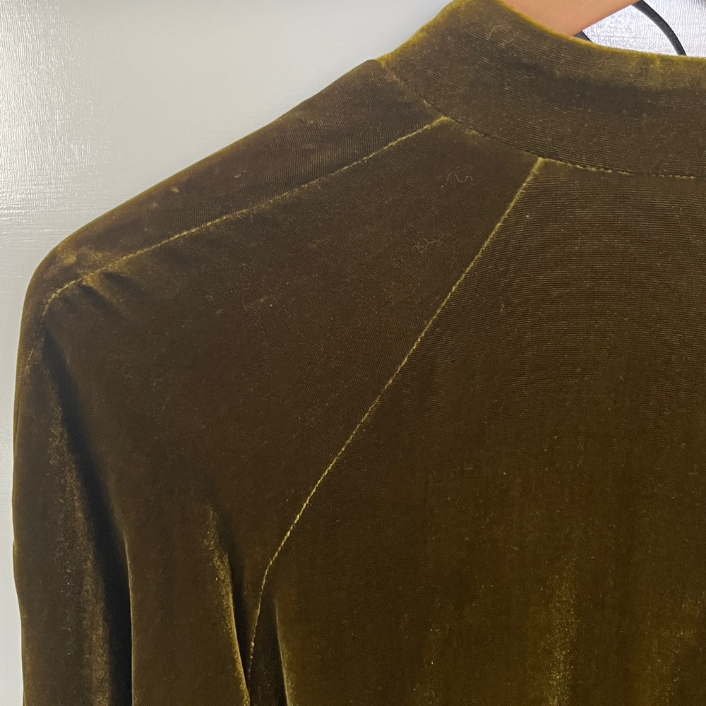 Zara Green Velvet Open Jacket Caftan Formal Dressing XS - Picture 10 of 15